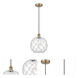 Edison 1 Light 10 inch Antique Brass and Clear and White Mini Pendant Ceiling Light