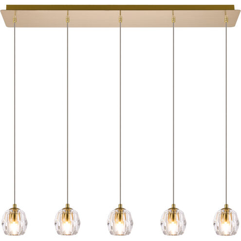 Eren 5 Light 32 inch Gold Linear Pendant Ceiling Light