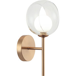 Delcia LED 6.38 inch Aged Gold Brass Wall Sconce Wall Light in Aged Gold Brass and Clear