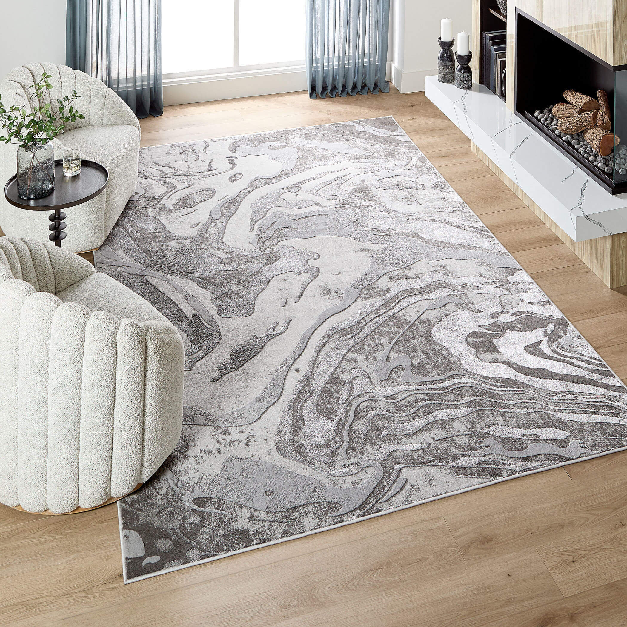 Ayda 36 X 24 inch Black/Grey Rug in 2 x 3