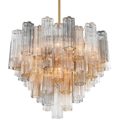 Addis 12 Light 26.75 inch Aged Brass Chandelier Ceiling Light in Tronchi Glass Autumn