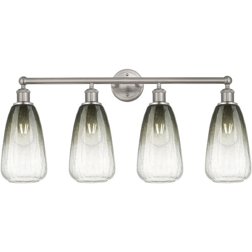 Edison Brookhaven Almond 4 Light 33 inch Brushed Satin Nickel Bath Vanity Light Wall Light in Slate Glass