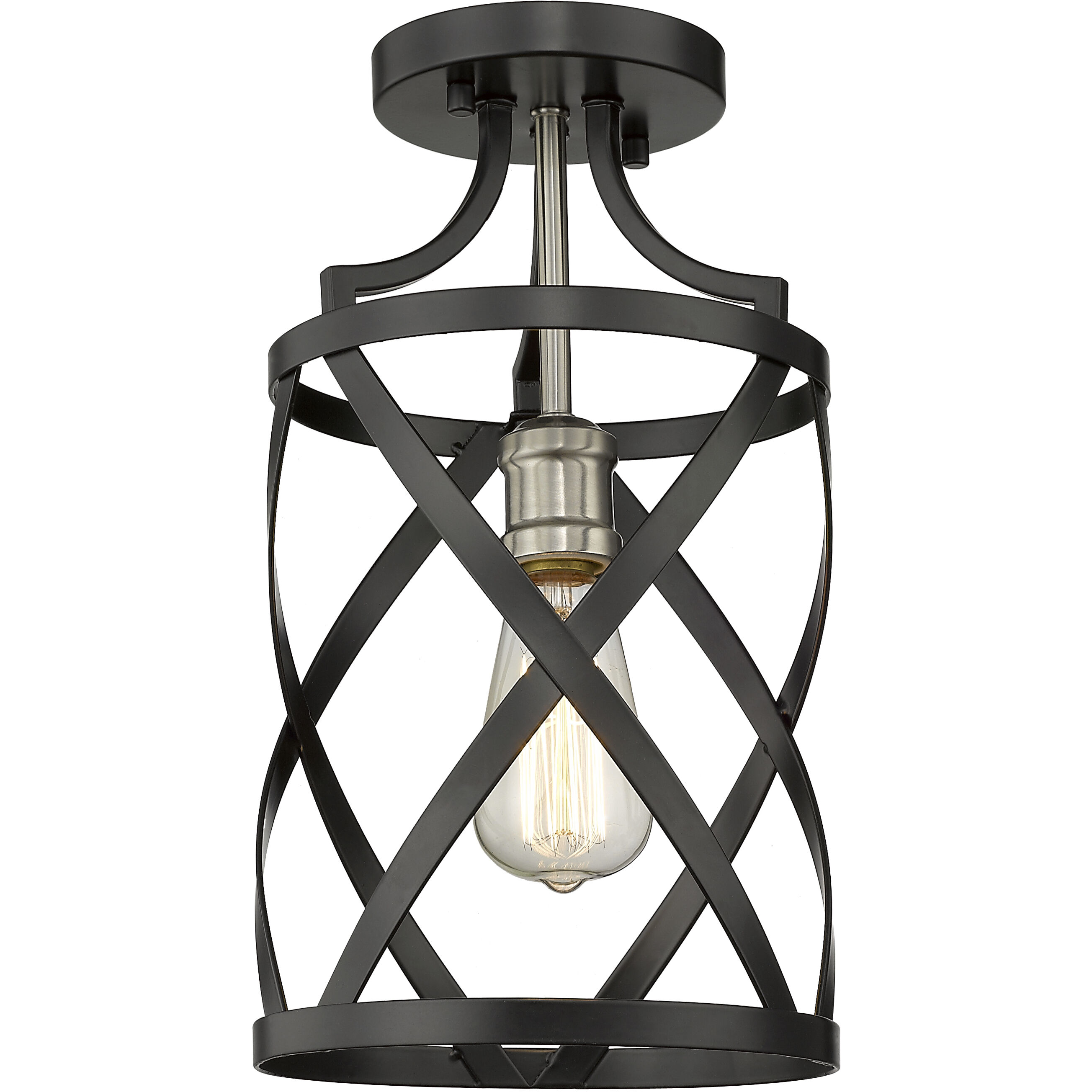 Malcalester 1 Light 8 inch Matte Black and Brushed Nickel Flush Mount Ceiling Light