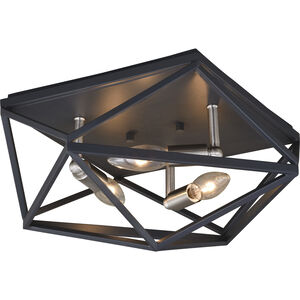 Hailey LED 15 inch Black Graphite and Satin Nickel Flush Mount Ceiling Light