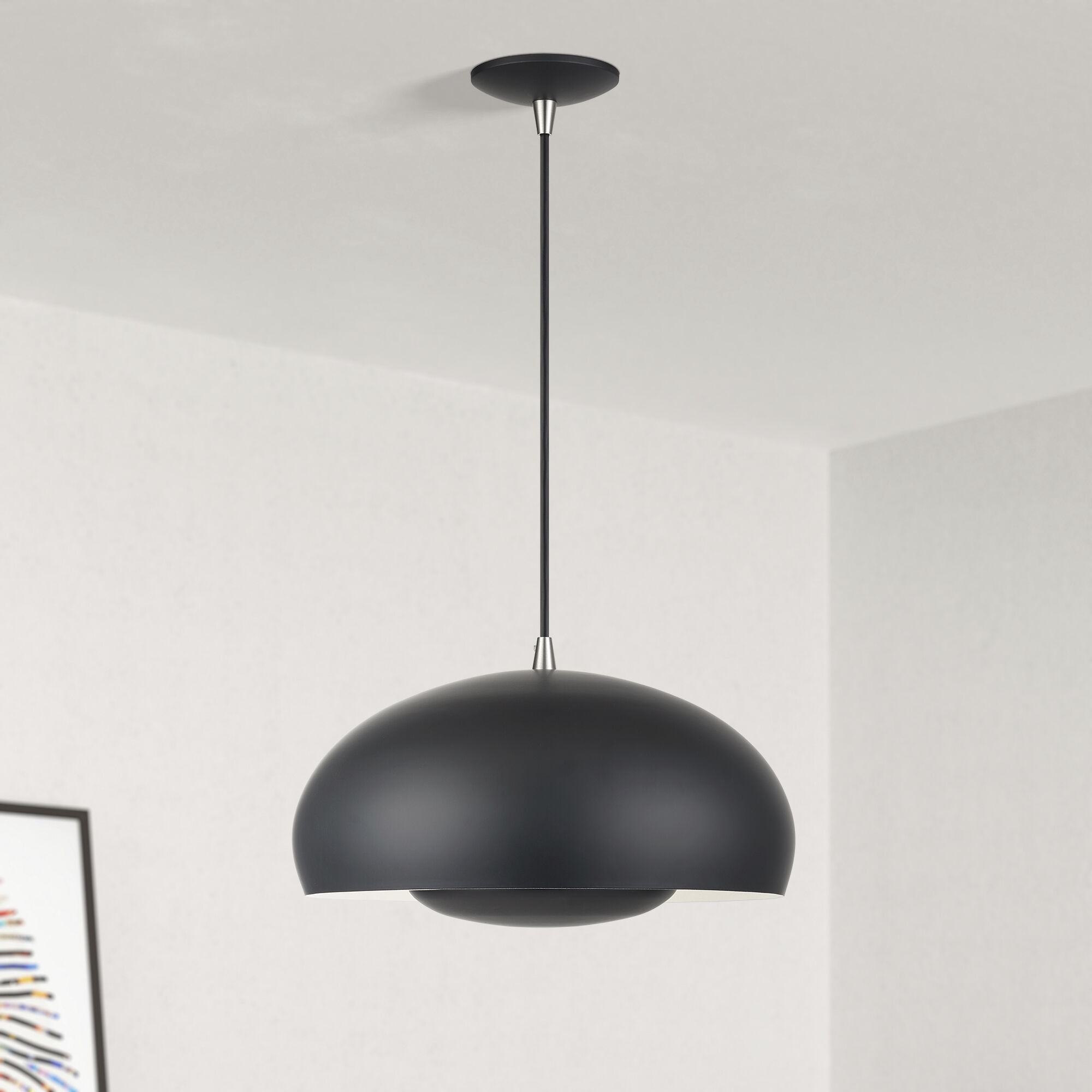 Domma 3 Light 17 inch Black with Brushed Nickel Accents Pendant Ceiling Light