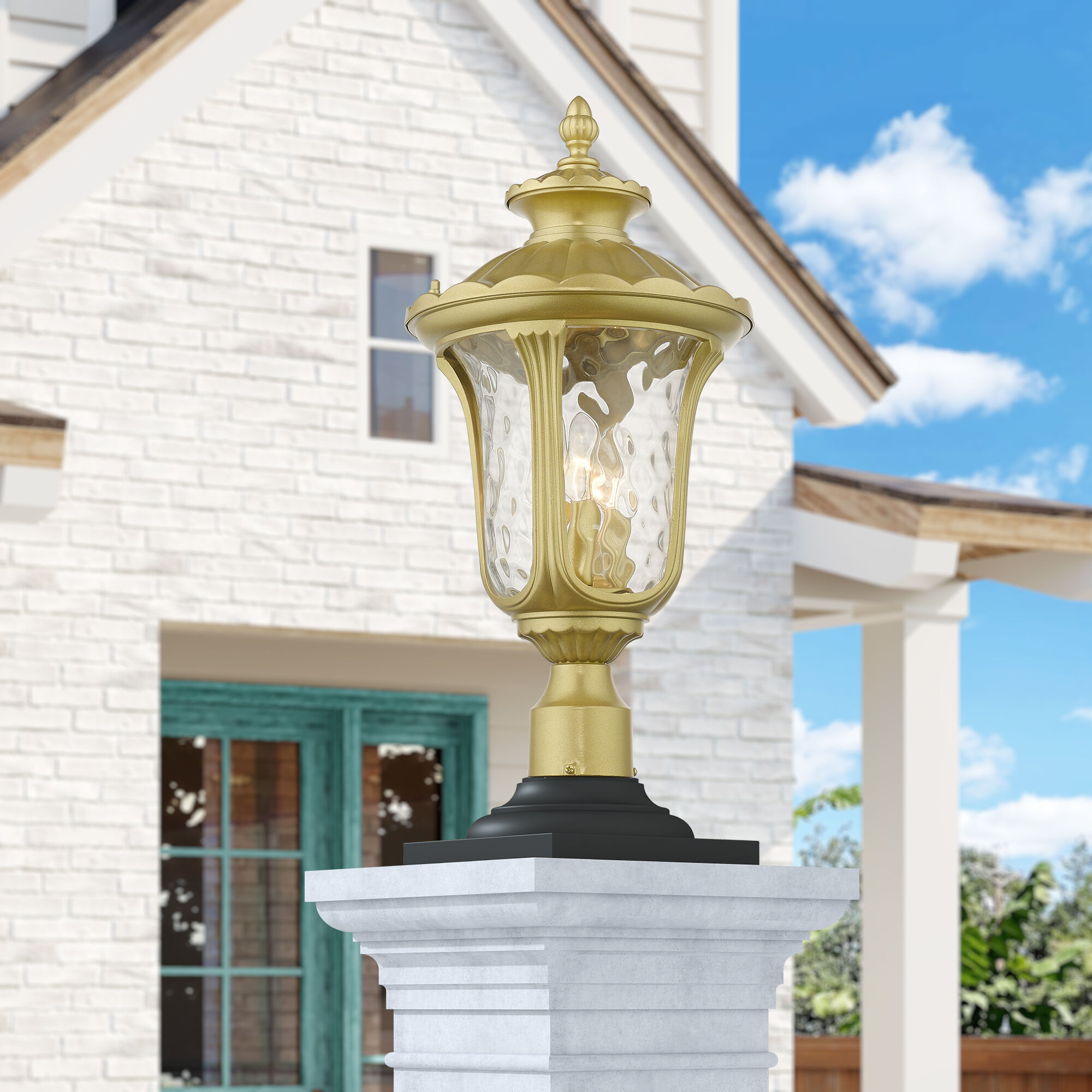 Oxford 3 Light 21.5 inch Soft Gold Outdoor Post Top Lantern, Large