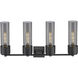 Bolivar 4 Light 31 inch Matte Black Bath Vanity Light Wall Light in Plated Smoke Glass