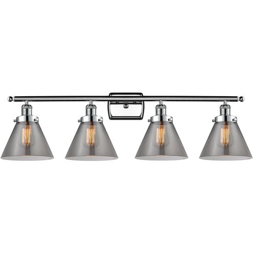 Ballston Large Cone LED 36 inch Polished Chrome Bath Vanity Light Wall Light in Plated Smoke Glass, Ballston