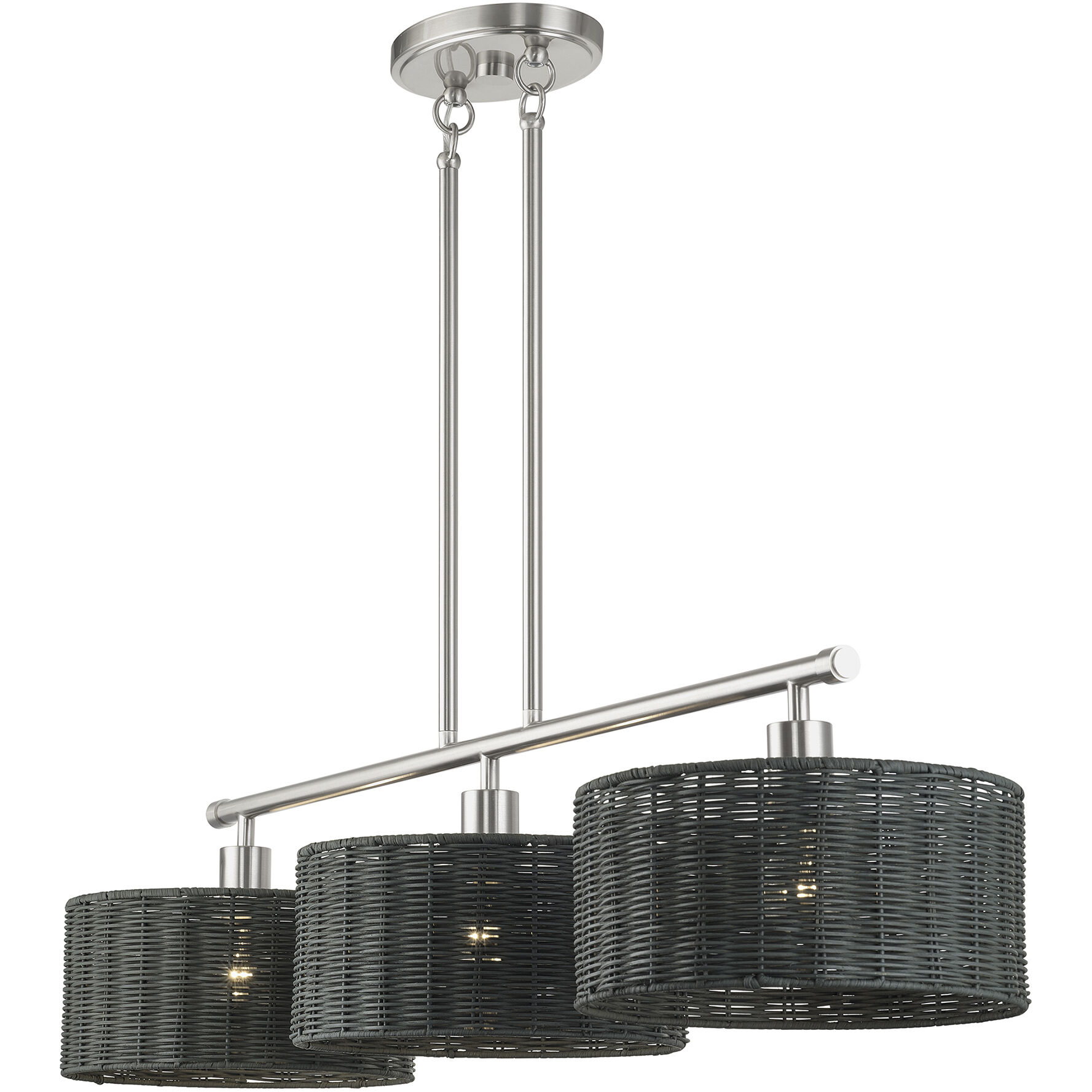 Weavington 3 Light 46 inch Brushed Nickel Linear Chandelier Ceiling Light, Extra Large