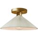 Radiance LED 11.75 inch White Crackle and Polished Brass Semi Flush Ceiling Light