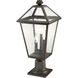 Talbot 3 Light 22 inch Oil Rubbed Bronze Outdoor Pier Mounted Fixture in Seedy Glass