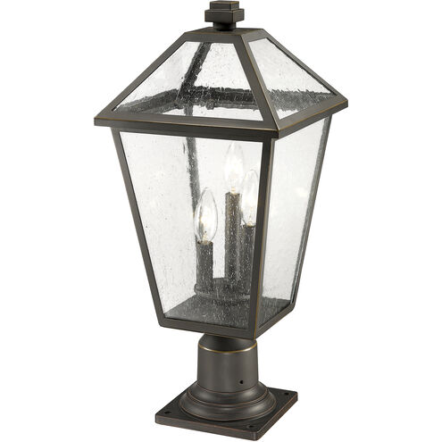 Talbot 3 Light 22 inch Oil Rubbed Bronze Outdoor Pier Mounted Fixture in Seedy Glass