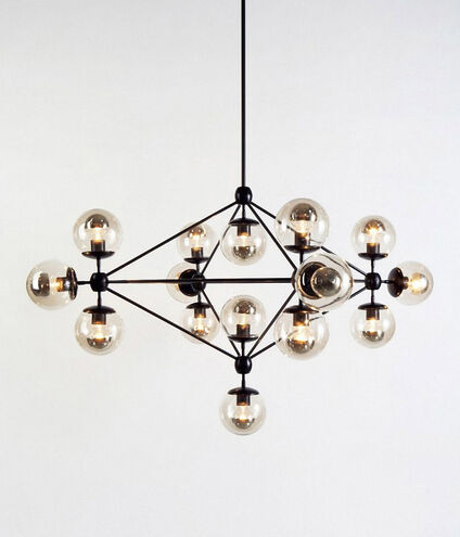Canada 15 Light 51 inch Black Chandelier Ceiling Light, Geometric Sphere, Black Frame