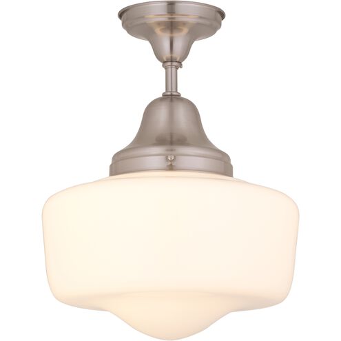 Schoolhouse 1 Light 14 inch Satin Nickel Semi-flush Mount Ceiling Light
