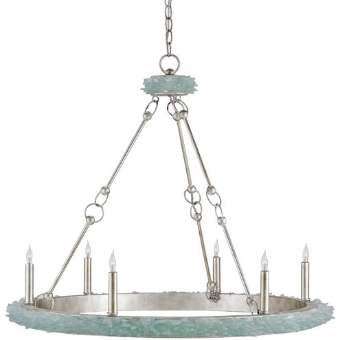 Tidewater 6 Light 35 inch Silver Granello/Seaglass Chandelier Ceiling Light