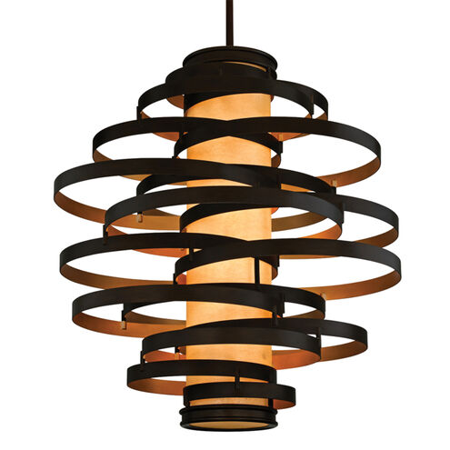 Vertigo 3 Light 45 inch Bronze Leaf and Gold Leaf Chandelier Ceiling Light