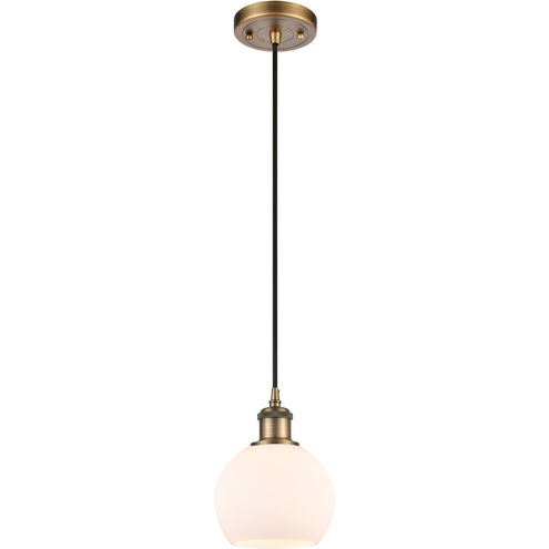 Ballston Athens 1 Light 6 inch Brushed Brass Mini Pendant Ceiling Light in Matte White Glass