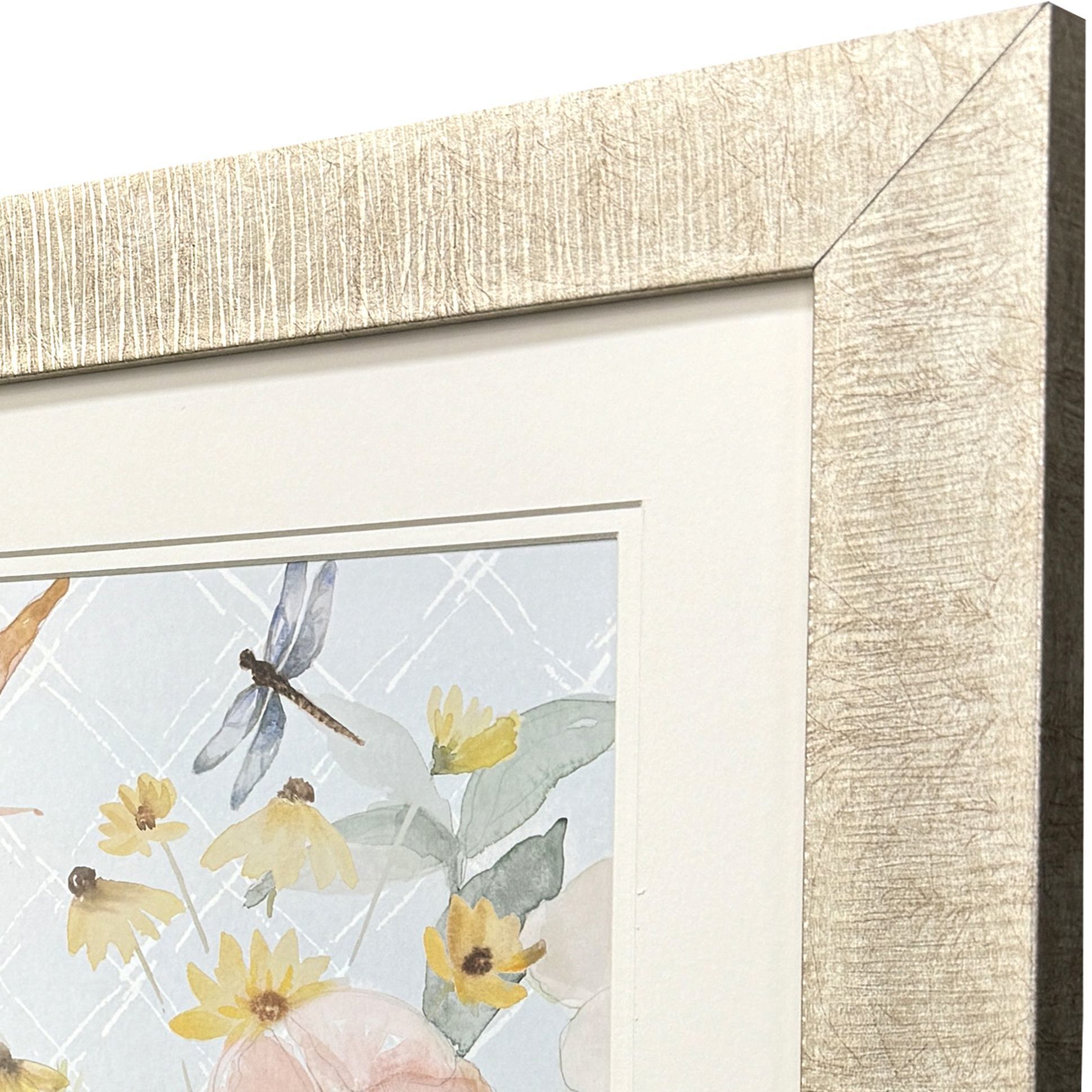 Garden Joy Pink and Green and Blue and Yellow Framed Art, Propac