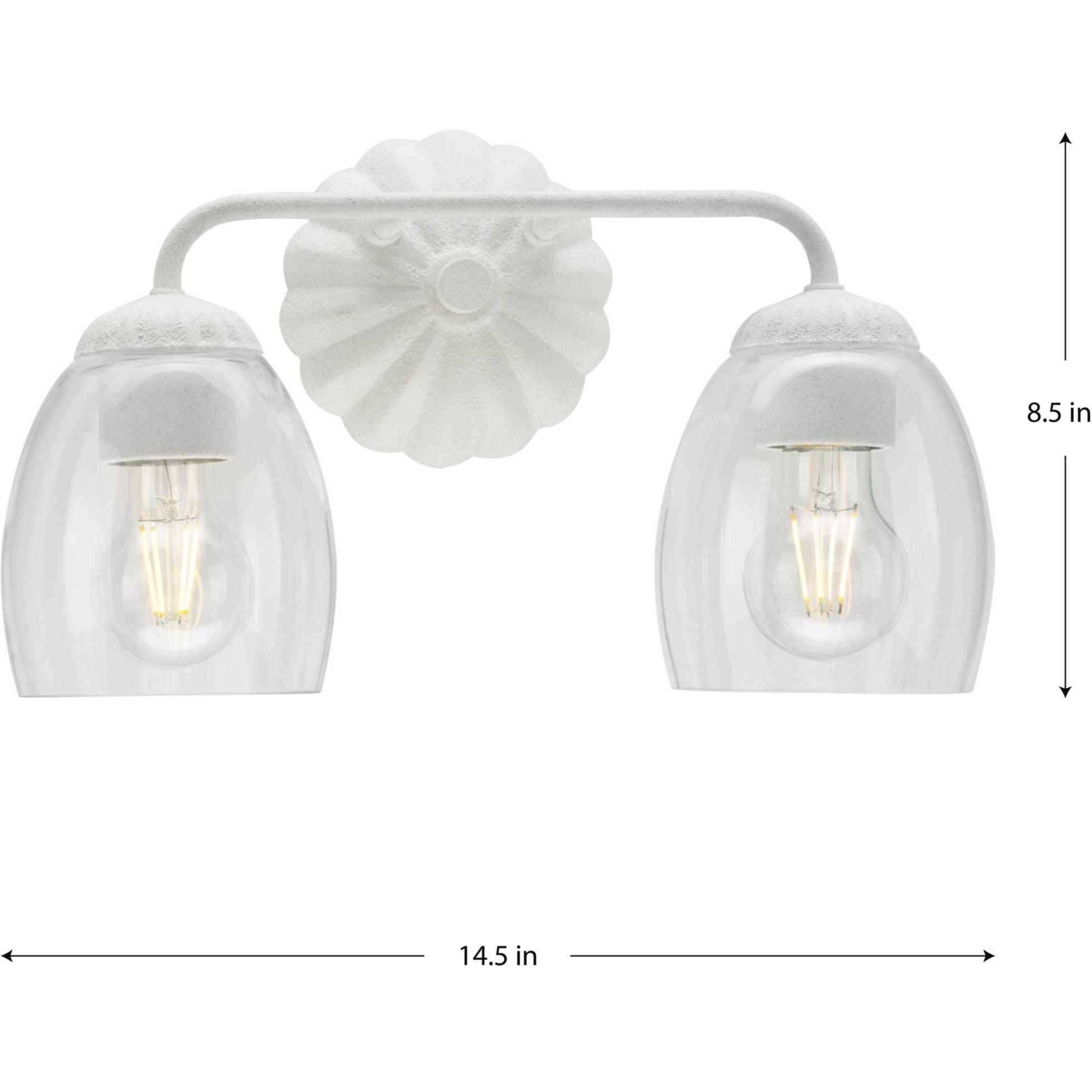 Quillan 2 Light 14.5 inch White Plaster Bathroom Vanity Light Wall Light