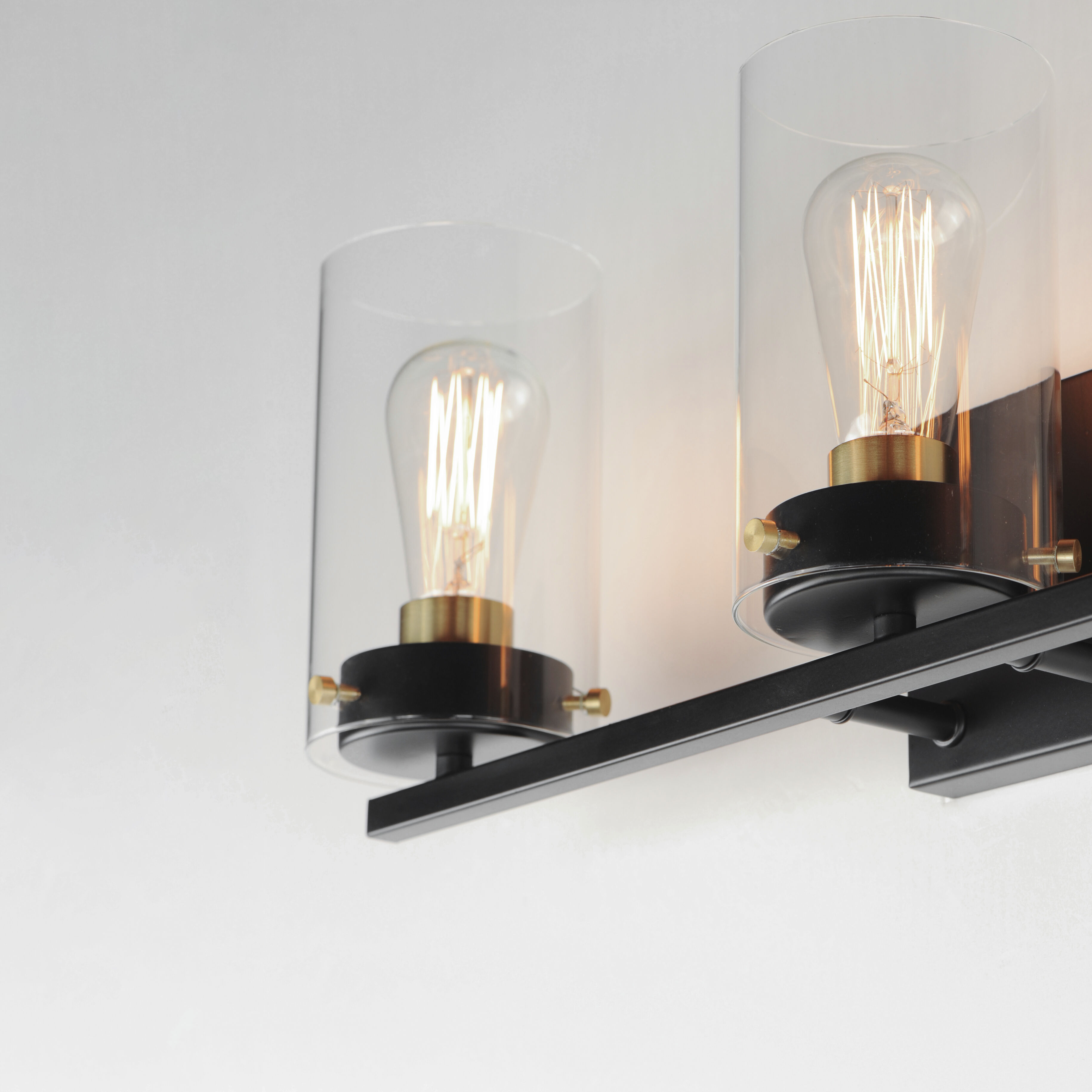 Pinn 3 Light 21 inch Black/Satin Brass Bath Vanity Wall Light