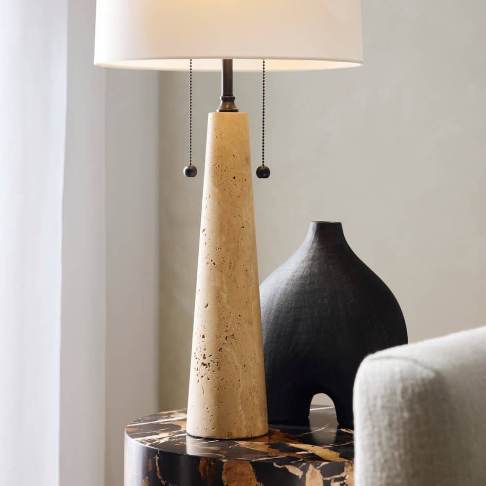 Sidney 34 inch 60.00 watt Natural Travertine and Bronze Table Lamp Portable Light