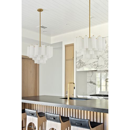 Addis 9 Light 22 inch Aged Brass Chandelier Ceiling Light in Tronchi Glass White