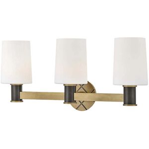 Declan 3 Light 25 inch Heritage Brass with Black Oxide Bath Light Wall Light