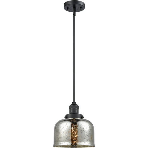Franklin Restoration Bell LED 8 inch Matte Black Mini Pendant Ceiling Light in Silver Plated Mercury, Franklin Restoration