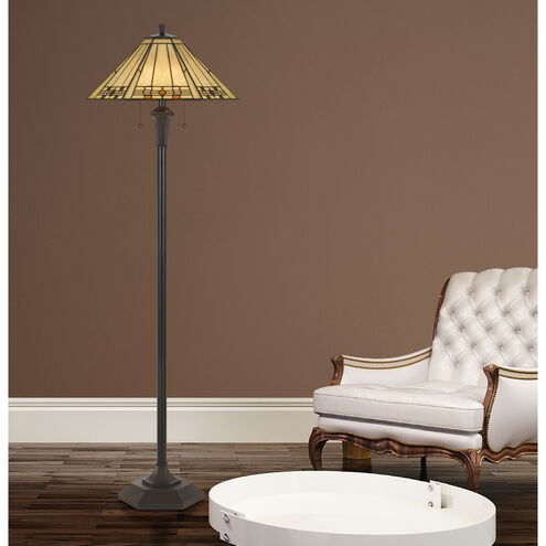 Tiffany 60 inch 100 watt Matt Black Floor Lamp Portable Light