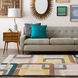 Forum 96 X 96 inch Dark Blue/Gray/Mustard/Brown/Ivory Handmade Rug in 8 Ft Square, Square