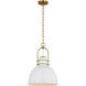 C&M by Chapman & Myers Upland 1 Light 15.5 inch Matte White / Burnished Brass Pendant Ceiling Light