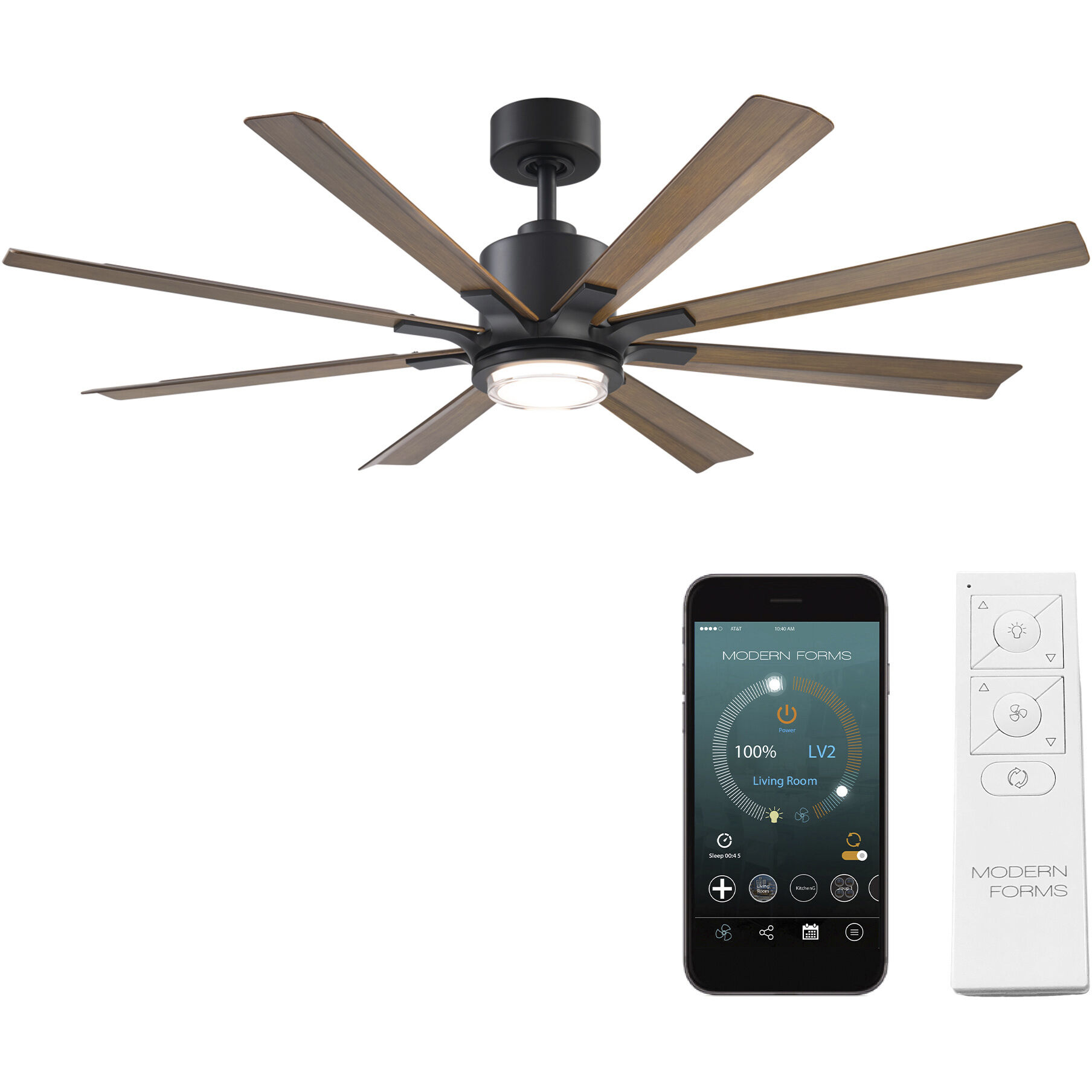 Size Matters 56 inch Matte Black Distressed Koa with Distressed Koa Blades Ceiling Fan