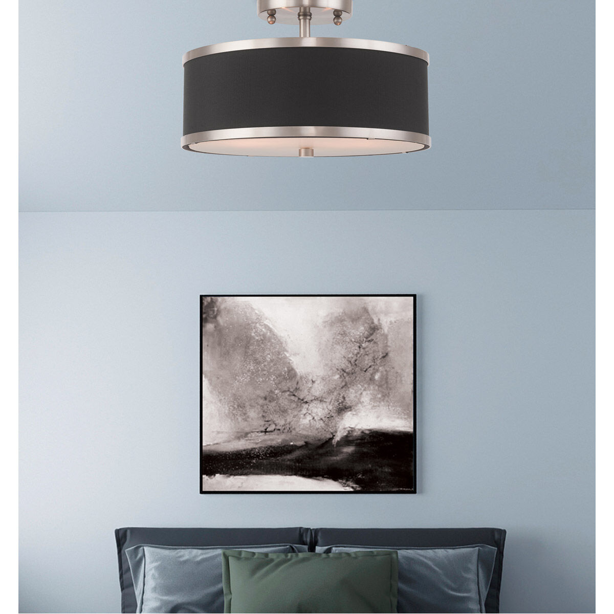 Park Ridge 2 Light 13 inch Brushed Nickel Semi-Flush Mount Ceiling Light 