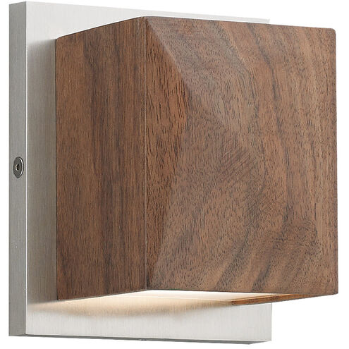 Cafe LED 3.6 inch Walnut/Satin Nickel ADA Wall Light in LED 90 CRI 3000K 120V, Integrated LED