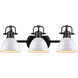 Duncan 3 Light 25 inch Matte Black Bath Vanity Wall Light in White