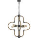 Tahoka 4 Light 25 inch Burlap and Black Iron and Antique Brass Chandelier Ceiling Light
