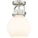 Newton Sphere 1 Light 8 inch Satin Nickel Flush Mount Ceiling Light in Matte White Glass