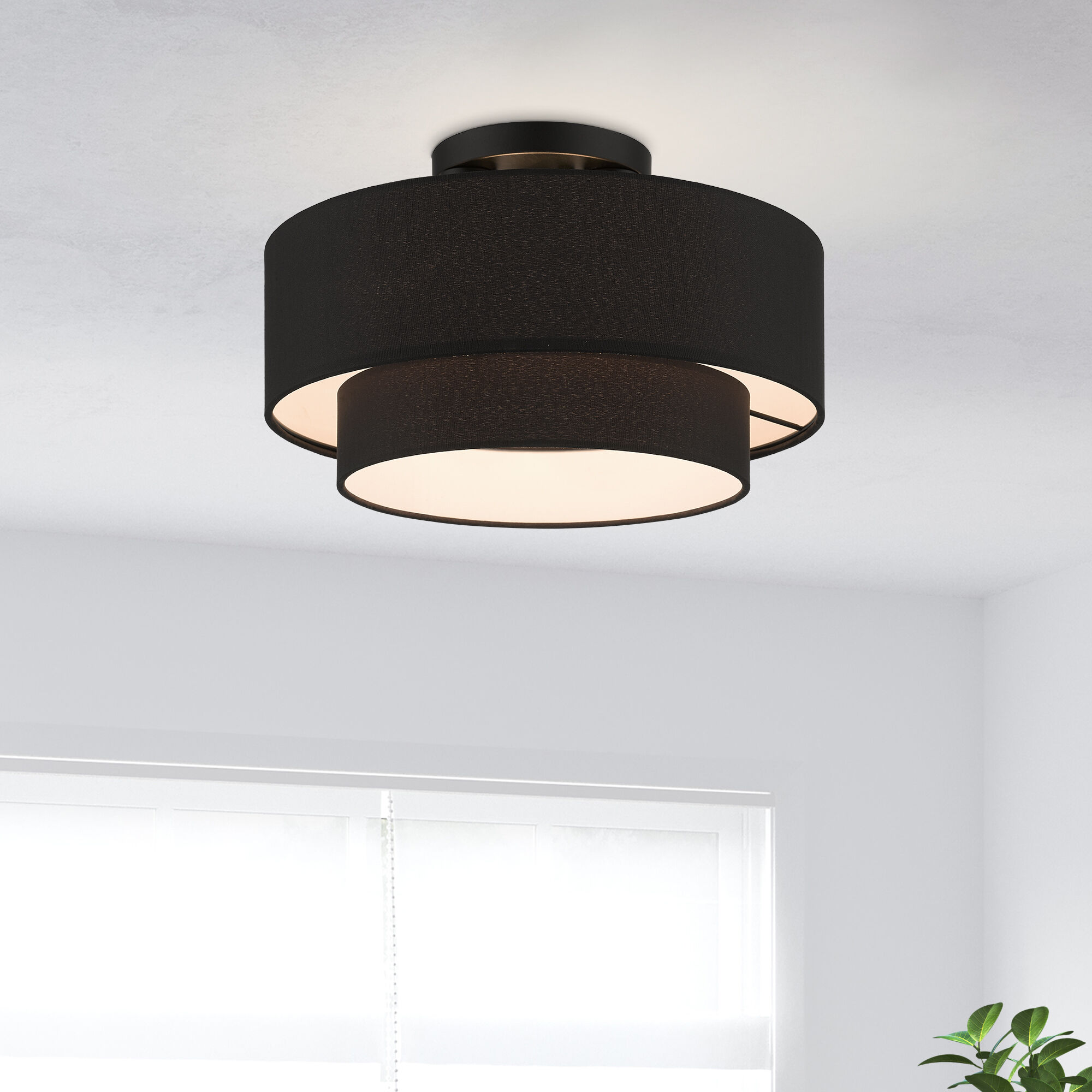Bainbridge 3 Light 15 inch Black Semi Flush Mount Ceiling Light, Large