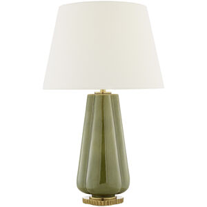 Alexa Hampton Penelope Green Porcelain Table Lamp in Linen