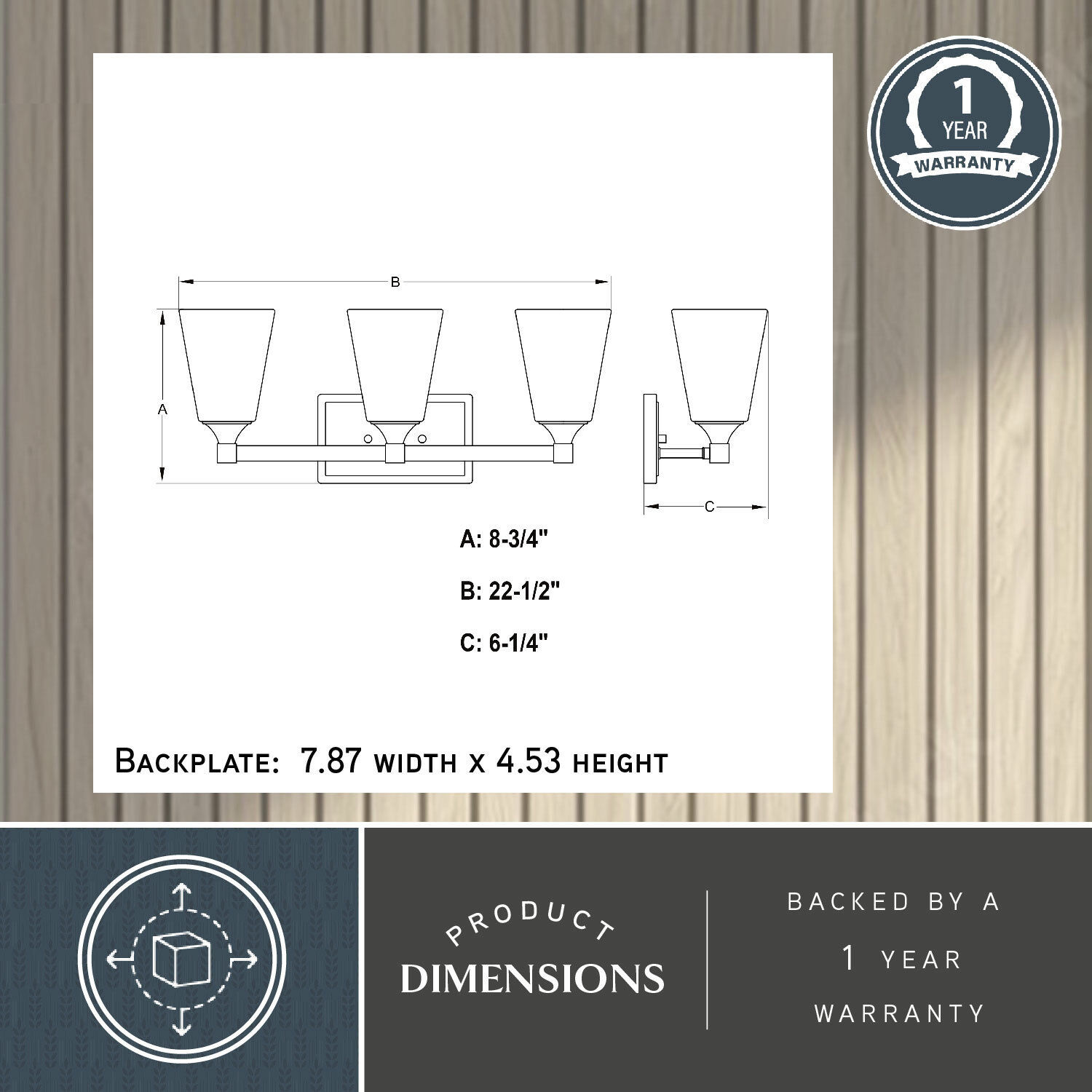 Wallingford 3 Light 22.5 inch Modern Gold Bathroom Vanity Wall Light