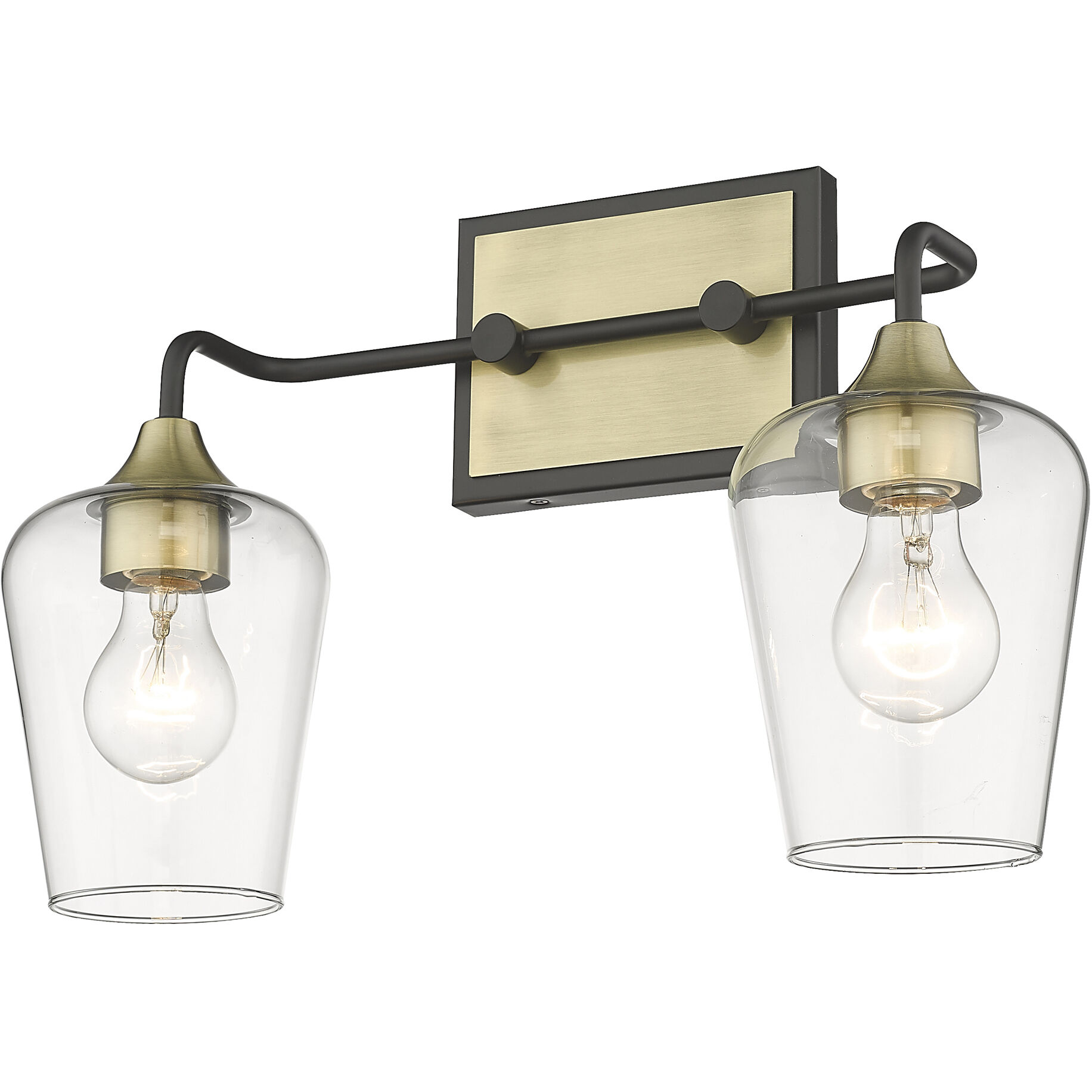 Gladys 2 Light 17 inch Matte Black and Antique Brass Vanity Light Wall Light