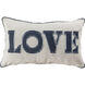 Love 20 X 5.5 inch White with Navy Accent Pillow