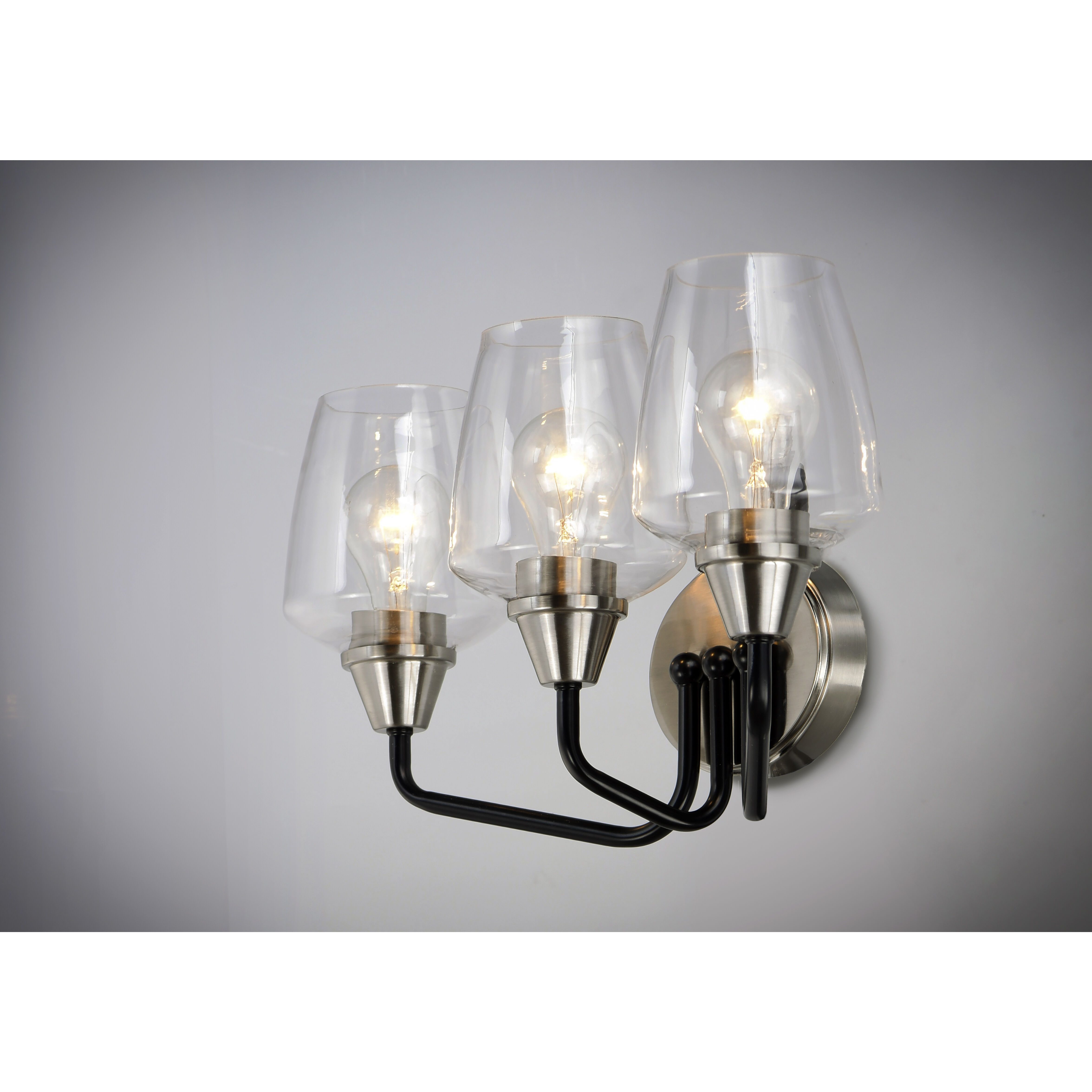 Goblet 3 Light 18 inch Black/Satin Nickel Bath Vanity Wall Light in Black and Satin Nickel