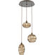 Misto 3 Light 21 inch Flat Bronze Chandelier Ceiling Light in Misto Bronze, Round Multi-Port