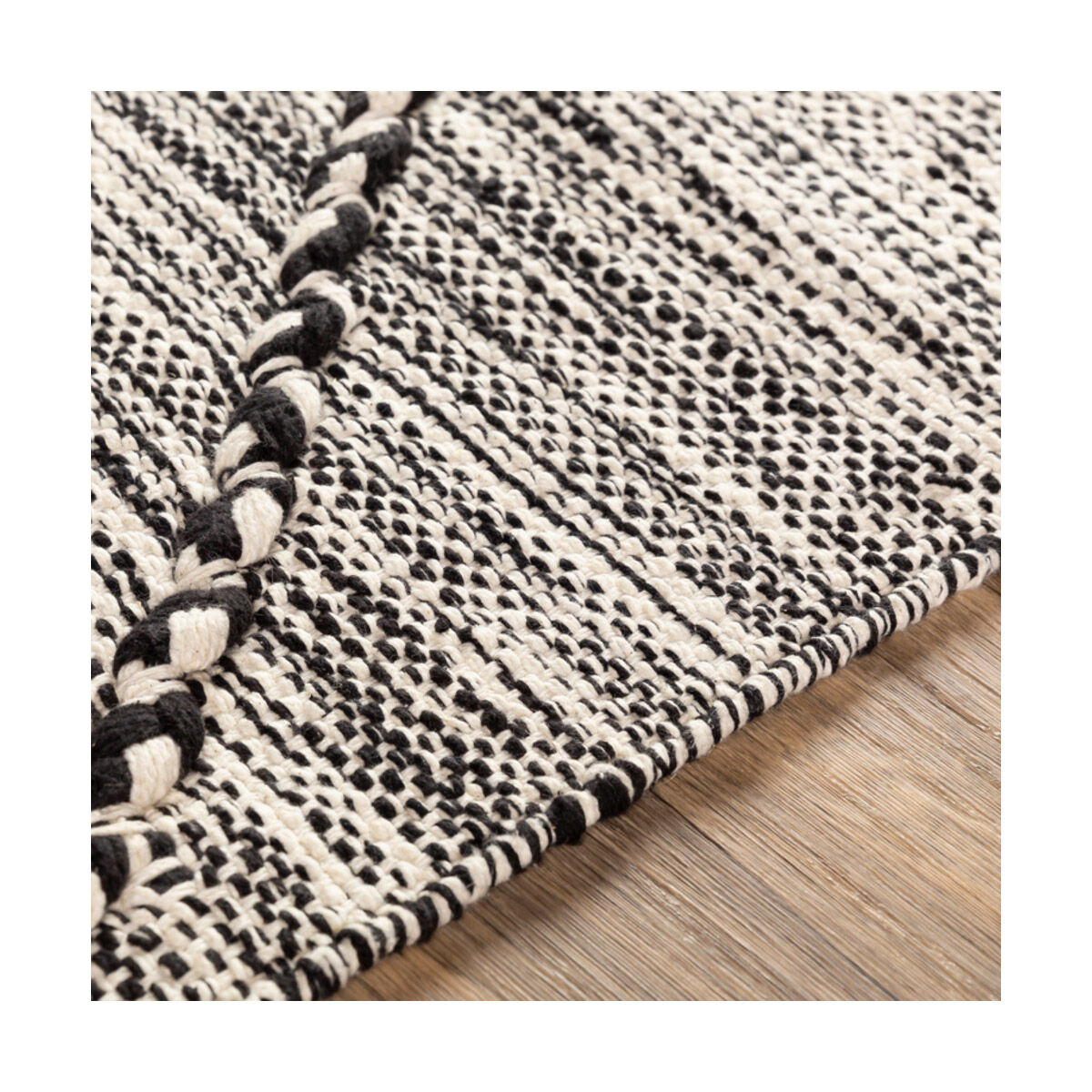 Zanafi 108 X 72 inch Black/Cream Handmade Rug in 6 x 9