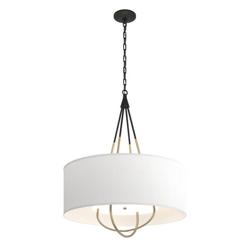 Loop 4 Light 28 inch Black and Modern Brass Pendant Ceiling Light in Black/Modern Brass, Natural Anna