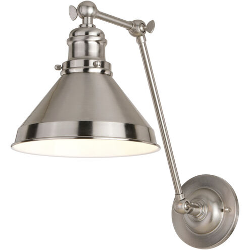 Alexis 20 inch 60.00 watt Satin Nickel and Matte White Swing Arm Wall Light