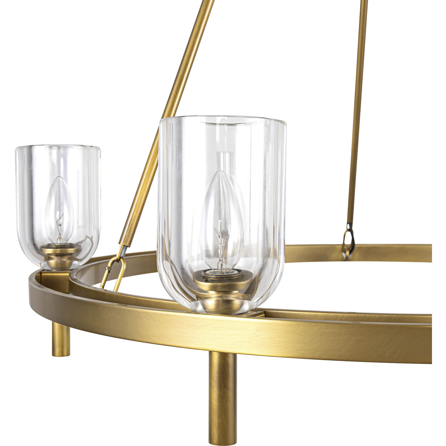 Lucian 6 Light 31.5 inch Vintage Brass Chandelier Ceiling Light in Clear Glass