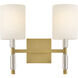 Anika 2 Light 14 inch Lacquered Brass Vanity Light Wall Light