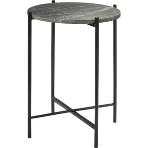 Domain 22 X 18 inch Black Textured Marble & Black Iron Side Table